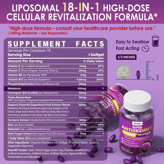 Graphic showing CoQ10 and turmeric complex with melatonin
