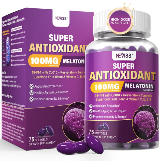 Front label of Melatonin 100mg liposomal supplement