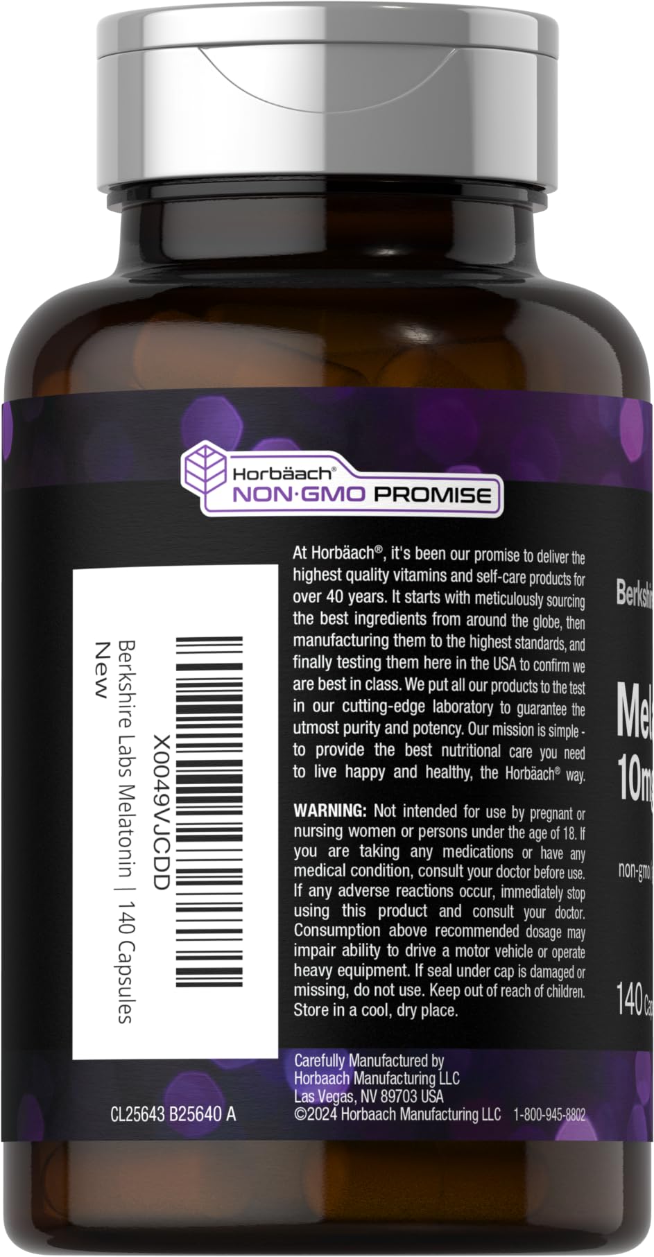 Melatonin 10mg gluten free non GMO Berkshire Labs label