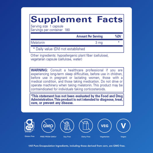 Close-up of melatonin 3 mg capsules