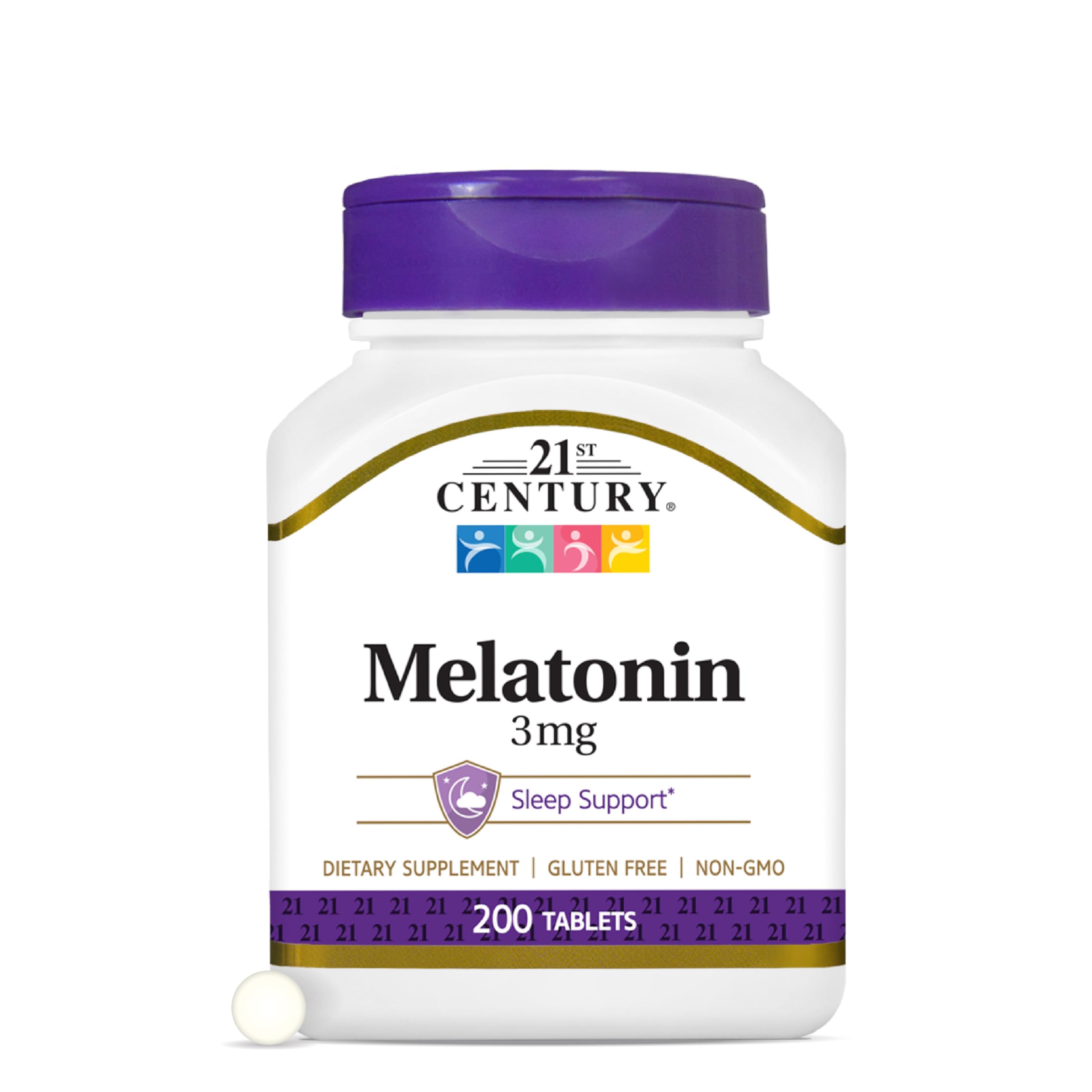 Bottle of 21st Century Melatonin 3 mg Tablets 200 count