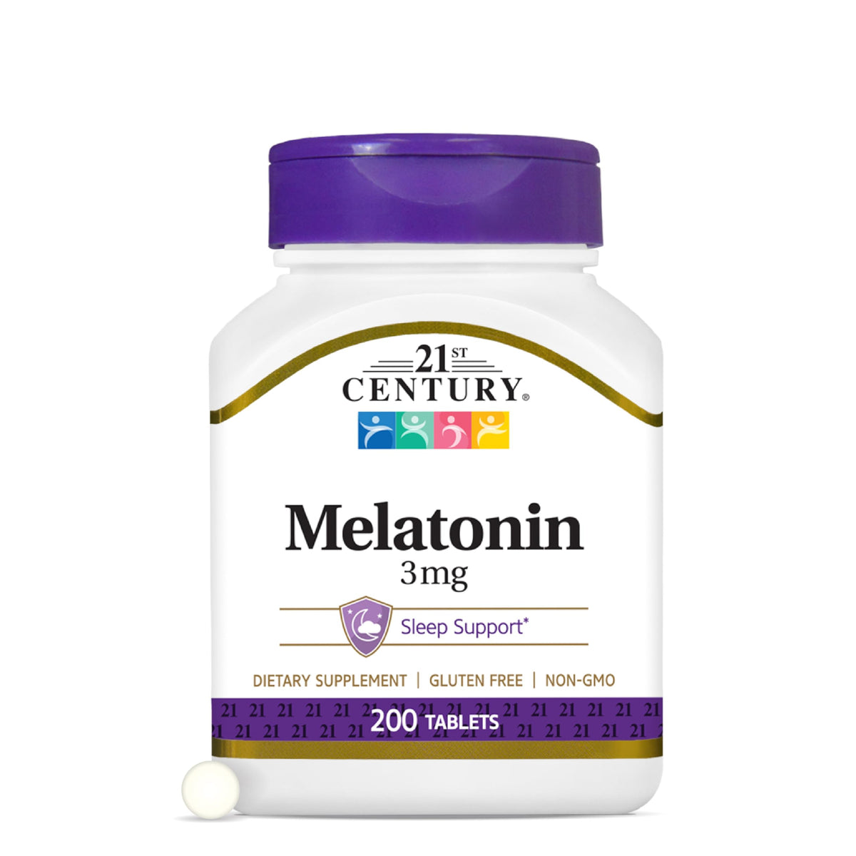 Bottle of 21st Century Melatonin 3 mg Tablets 200 count