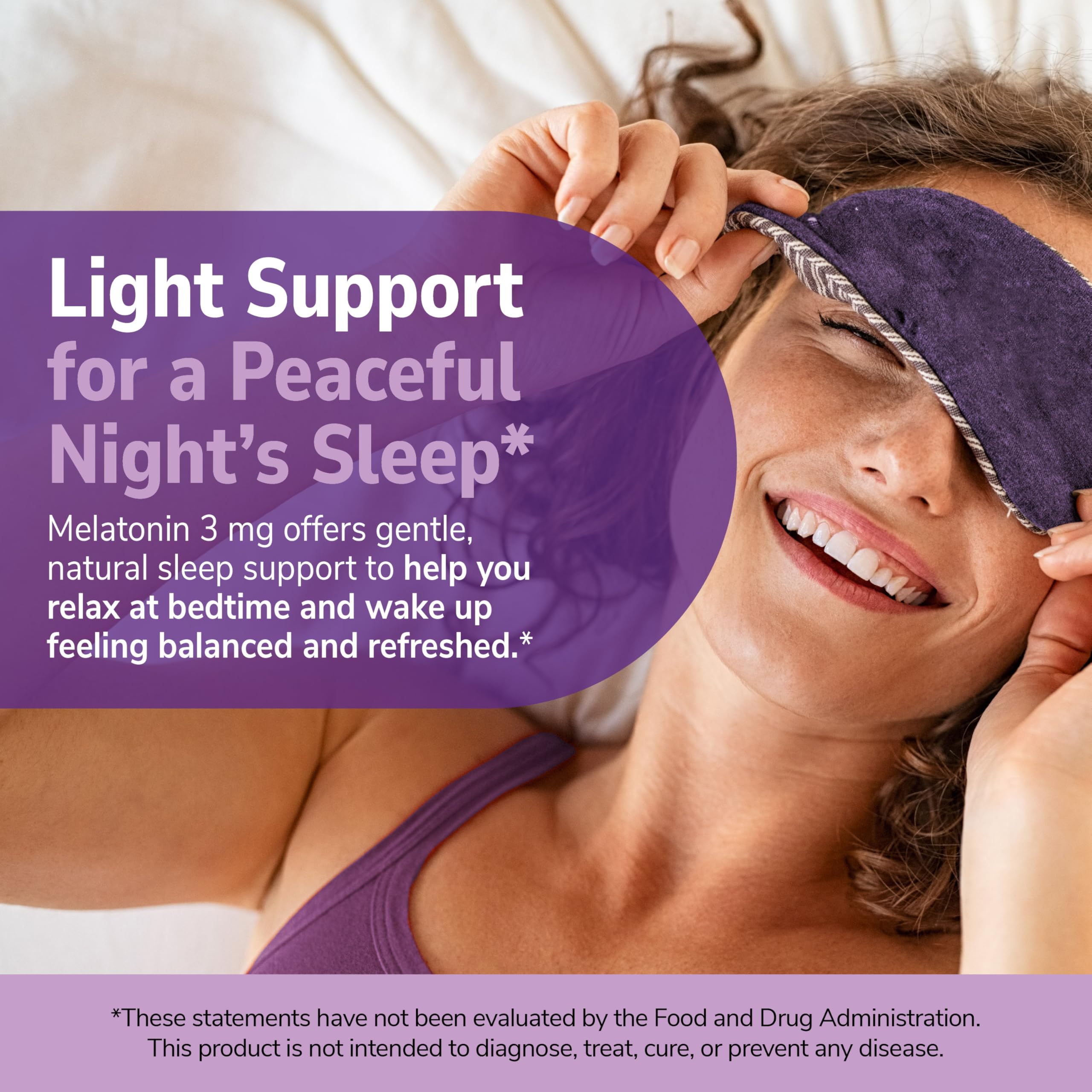 Nutrition facts panel on melatonin bottle