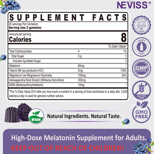 Close-up of melatonin gummies designed for adults 50+