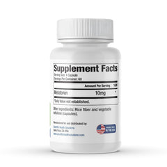 Melatonin bottle with glass promoting sleep
