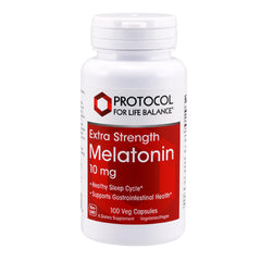Bottle of Melatonin Extra Strength 10 mg with 100 vegan capsules