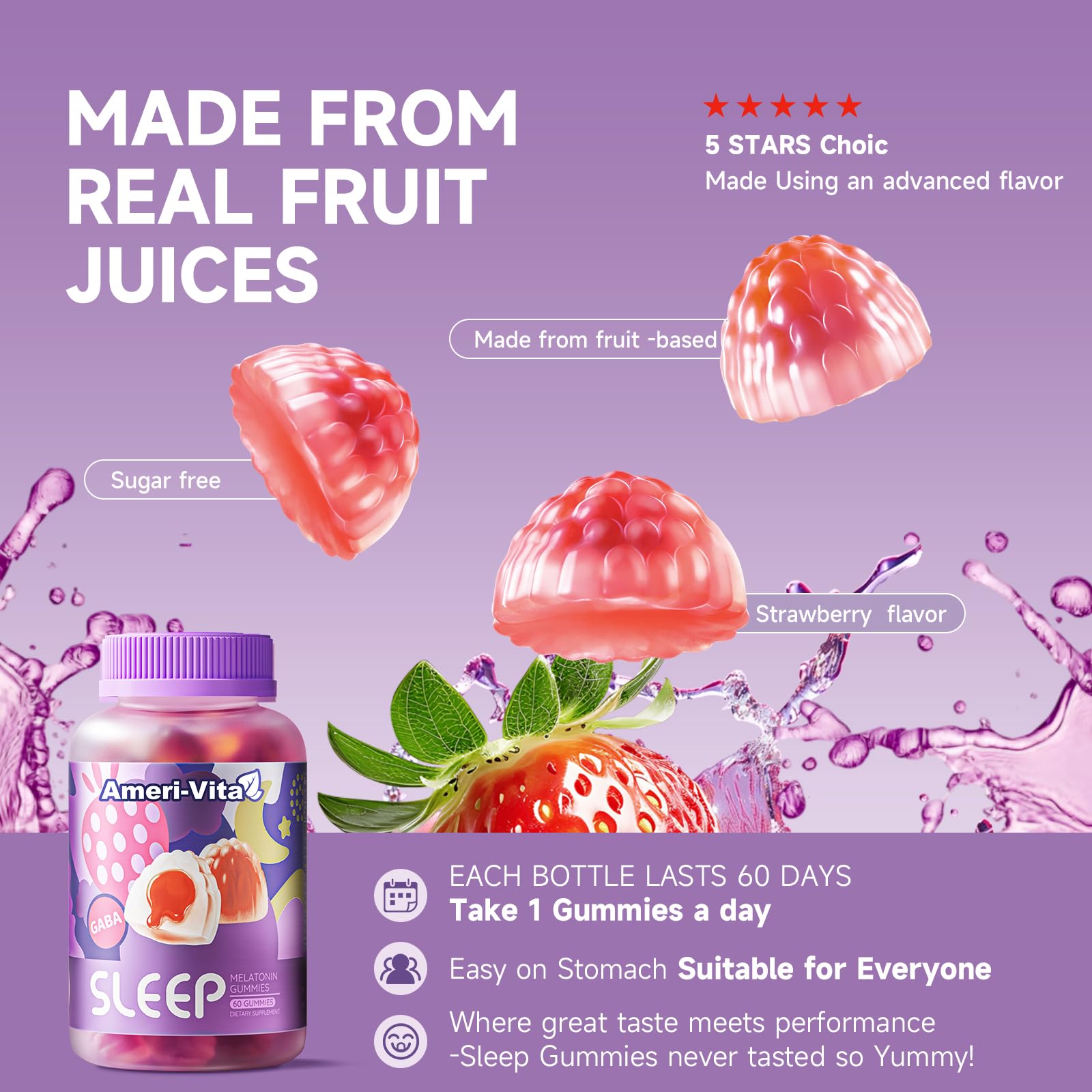 Sugar-free strawberry gummies highlighted