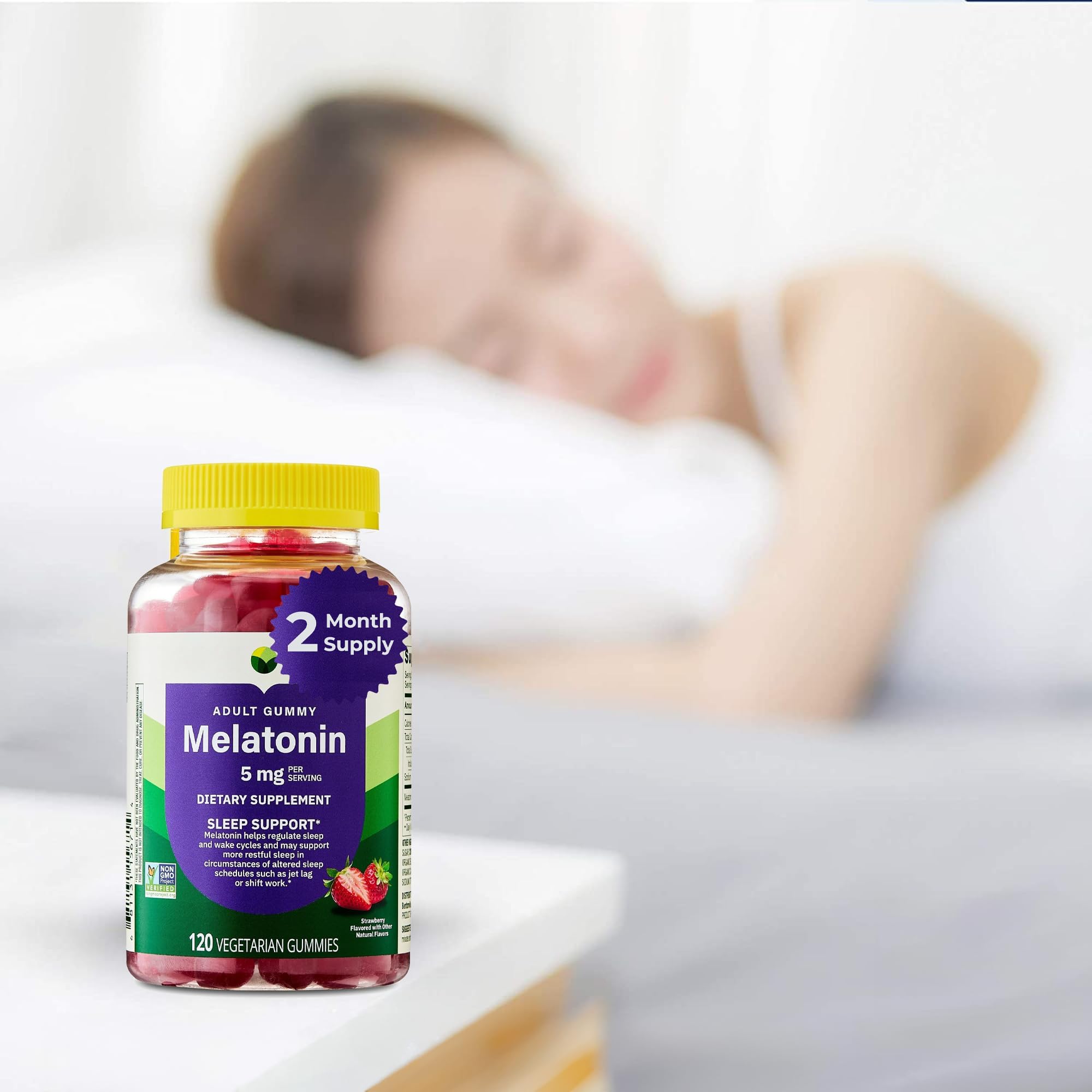 Non-GMO vegetarian melatonin gummies label