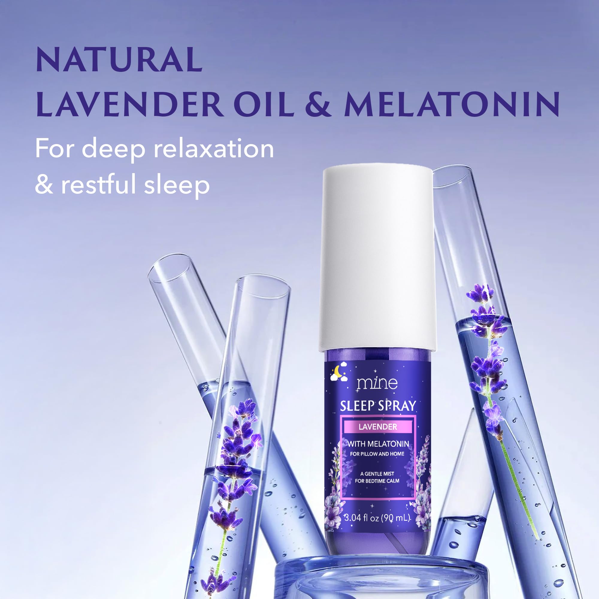 Close-up of Lavender Sleep Spray with Melatonin ingredients