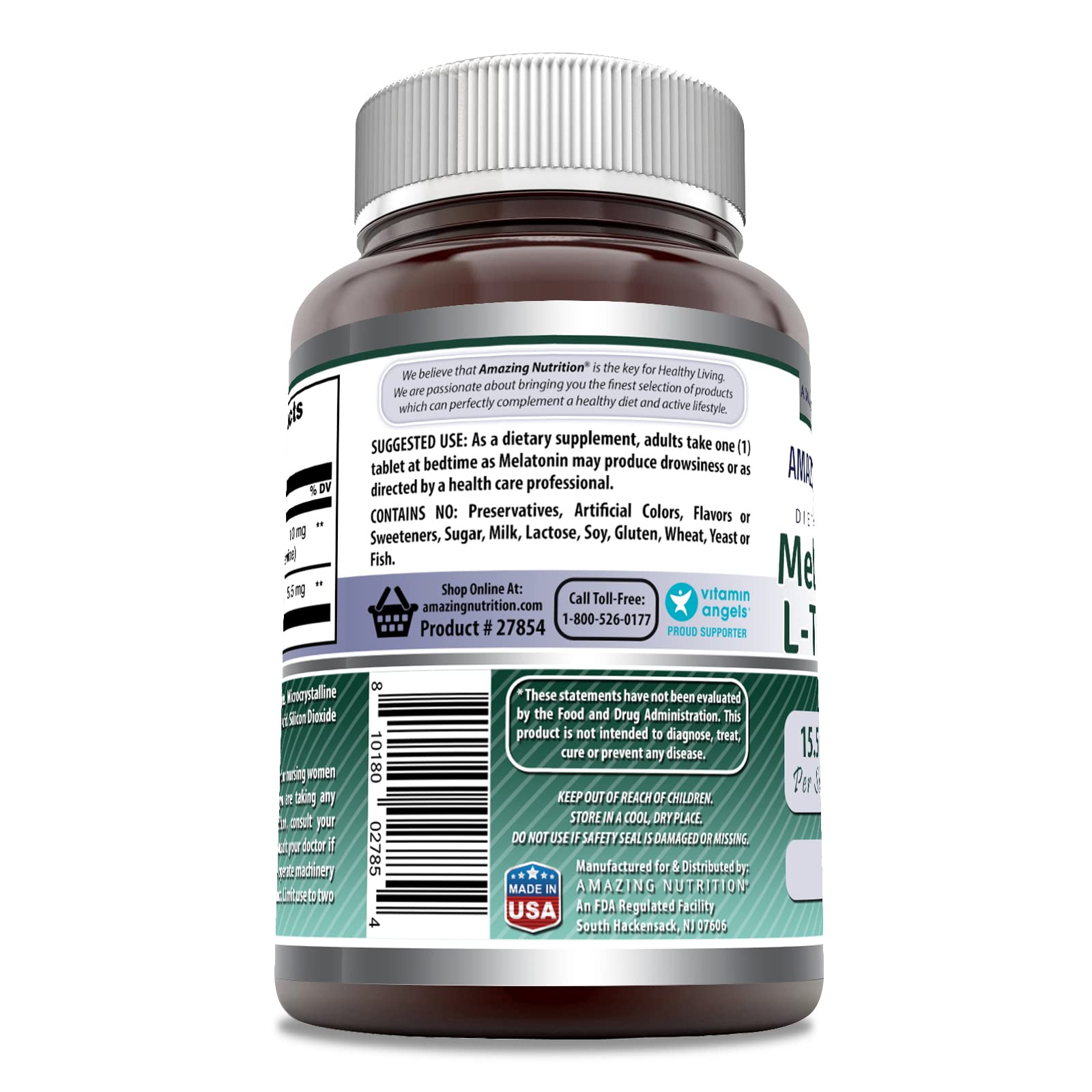 Close-up of Melatonin-L-Theanine tablets