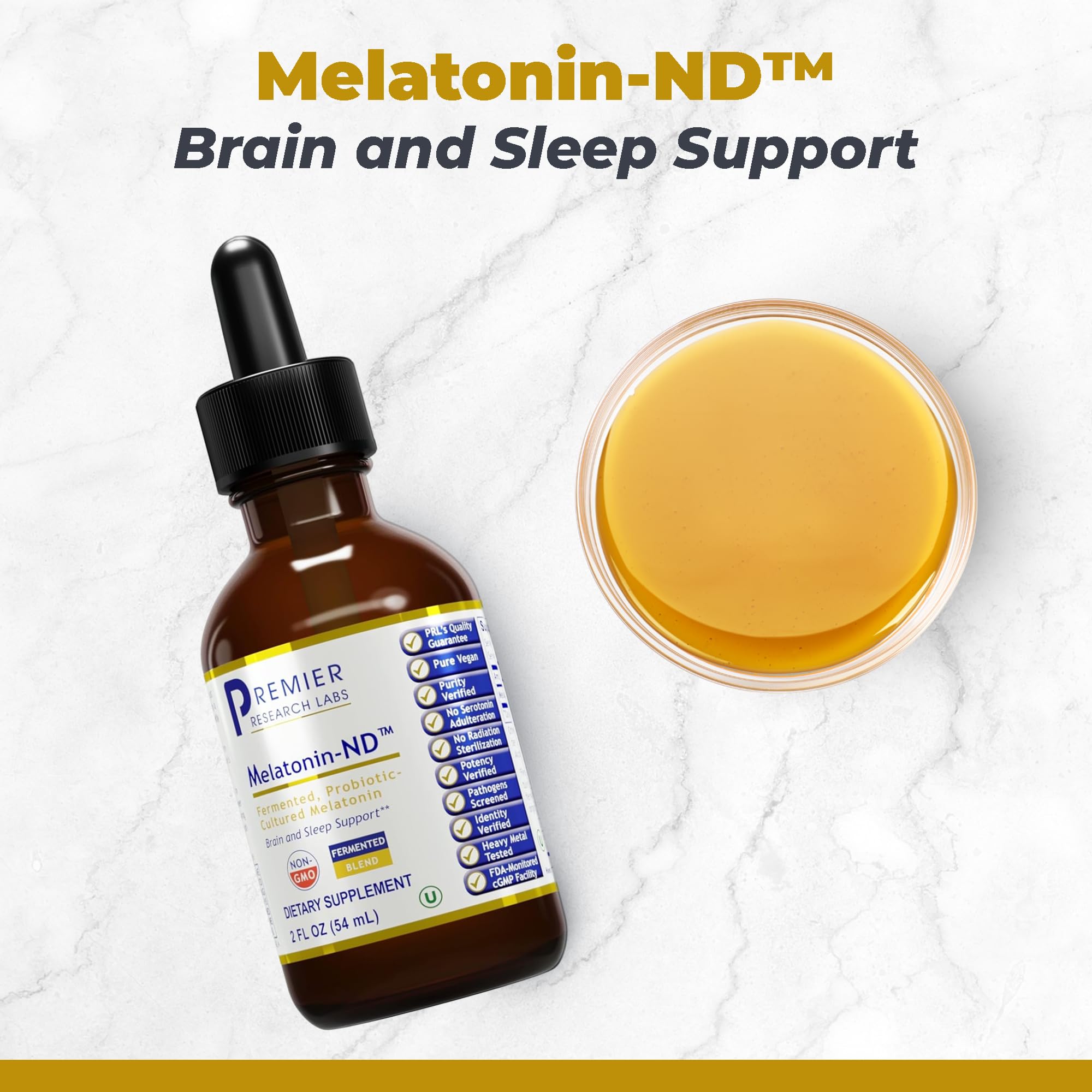 Liquid melatonin drops showing 8 mg per serving