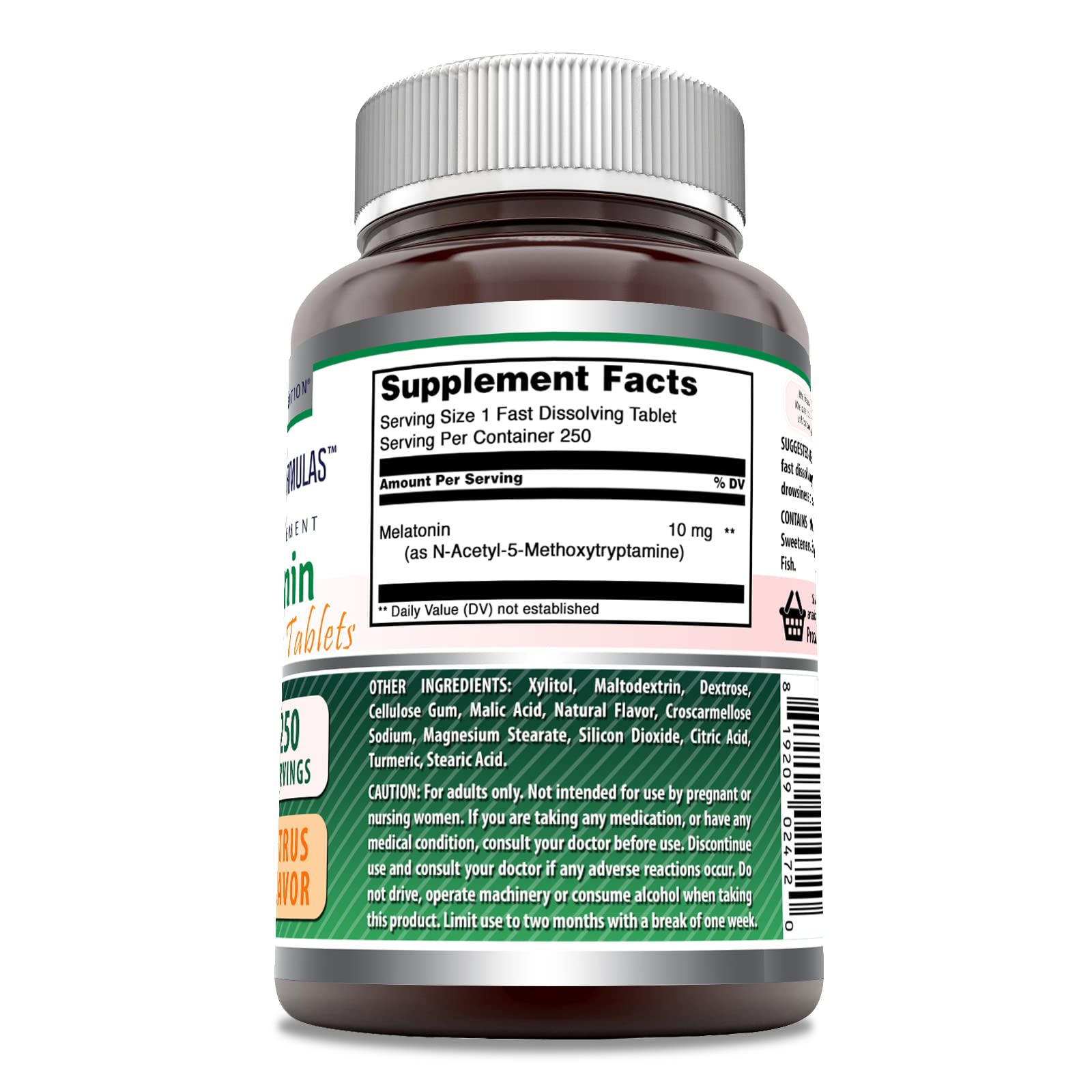 Non-GMO and Gluten Free label with Made in USA claim for Melatonin