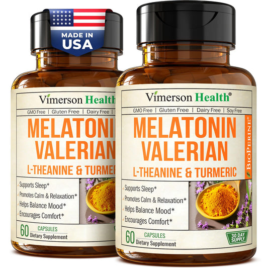 Melatonin sleep aid capsules with L-Theanine and Valerian root