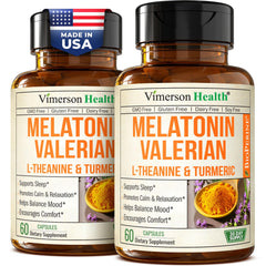 Melatonin sleep aid capsules with L-Theanine and Valerian root