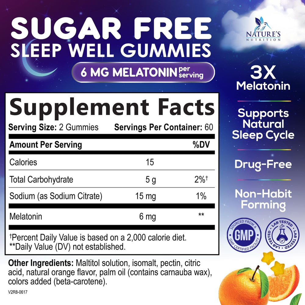 Box packaging for Melatonin Sleep Gummies Sugar Free 6mg