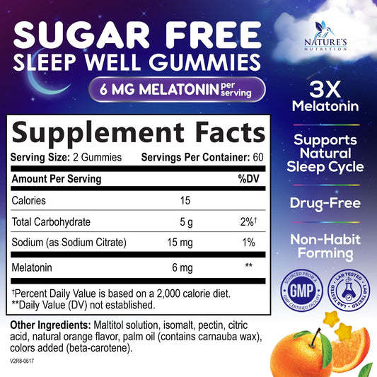 Box packaging for Melatonin Sleep Gummies Sugar Free 6mg