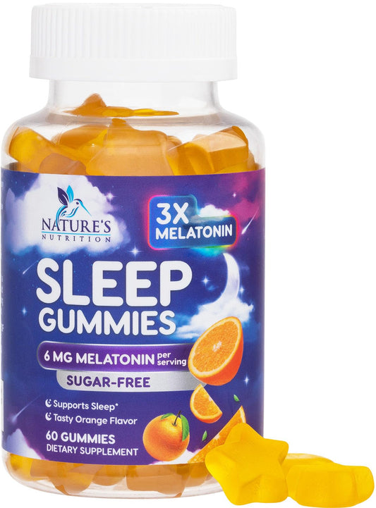 Front view of Melatonin Sleep Gummies Sugar Free 6 mg bottle