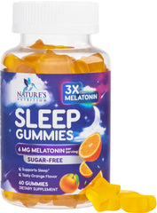 Front view of Melatonin Sleep Gummies Sugar Free 6 mg bottle