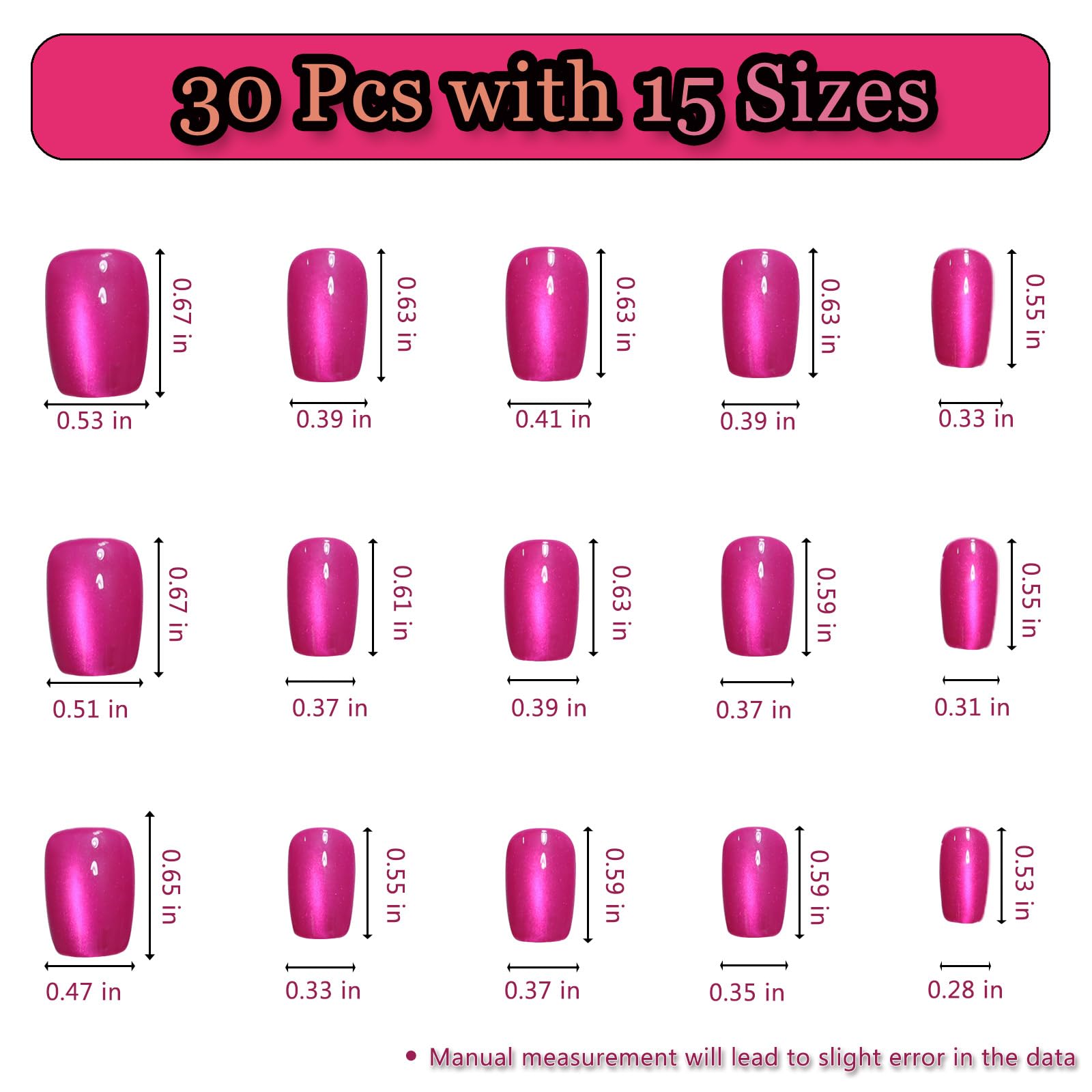 Melines 15 sizes for easy fit and customizable nail tips.