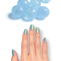 Melines opal blue nails palette for a chic color and shimmer finish