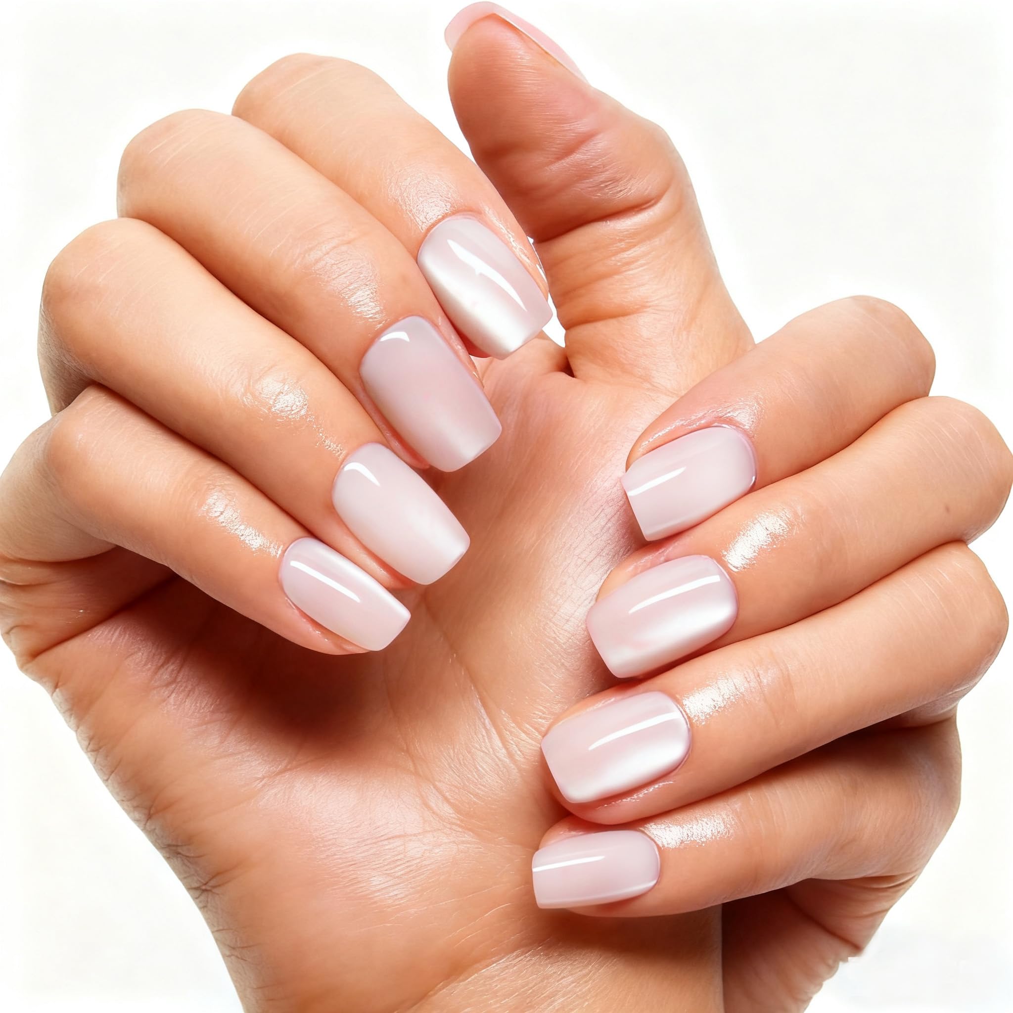 Melines valentines-nude cat-eye press-on nails kit close-up for fast glam manicure.
