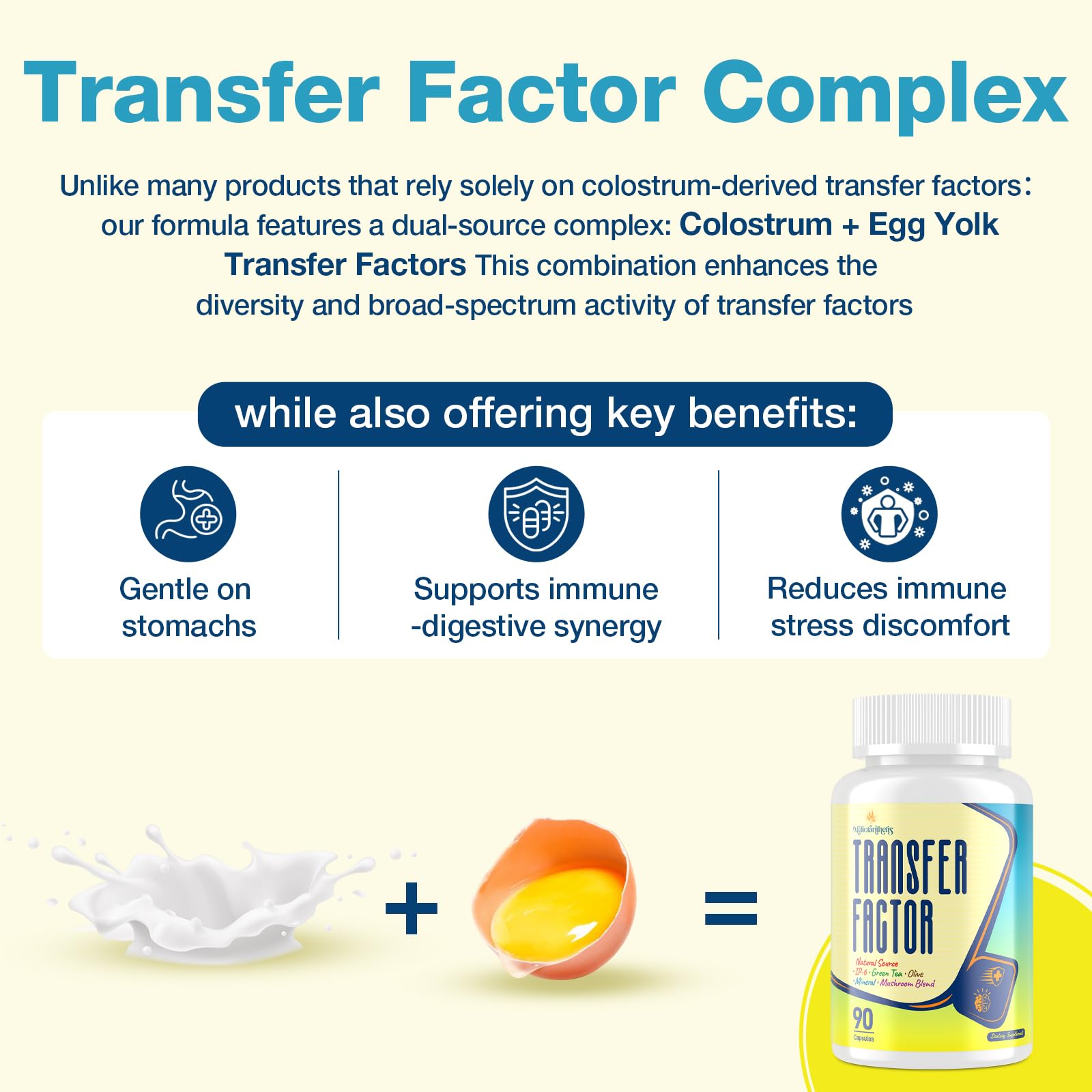 Close-up of Meliorantheris Transfer Factor 1800mg capsule bottle