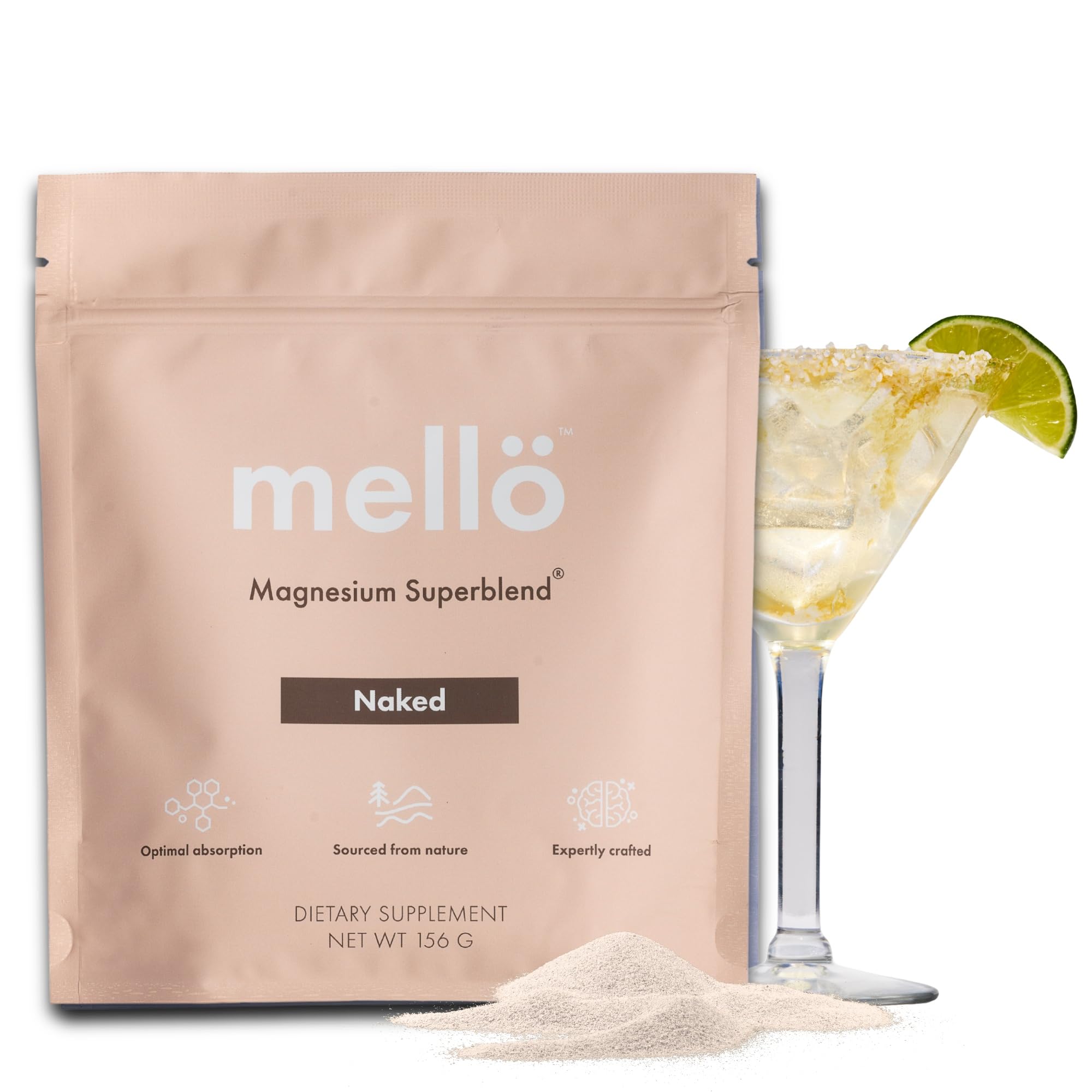 Mellö Magnesium Superblend Powder bottle on white background