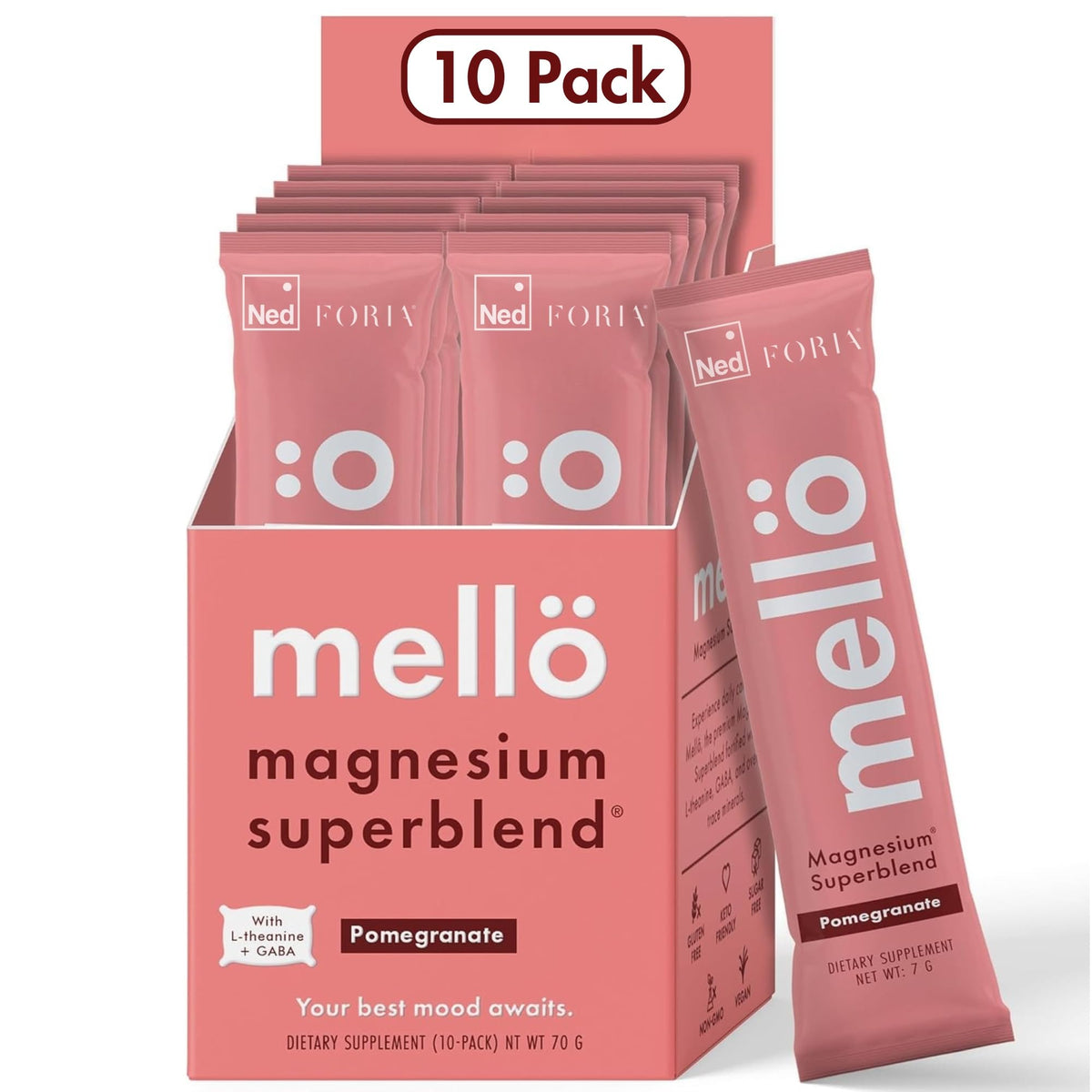 Front view of mellö Magnesium Superblend Powder container