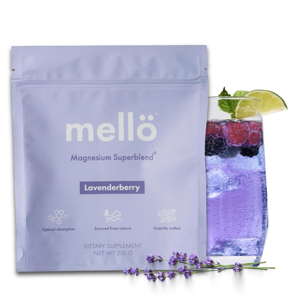 mellö Magnesium Superblend Powder Lavenderberry 30 servings bottle