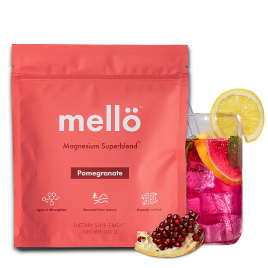 Front label of mellö Magnesium Superblend Powder