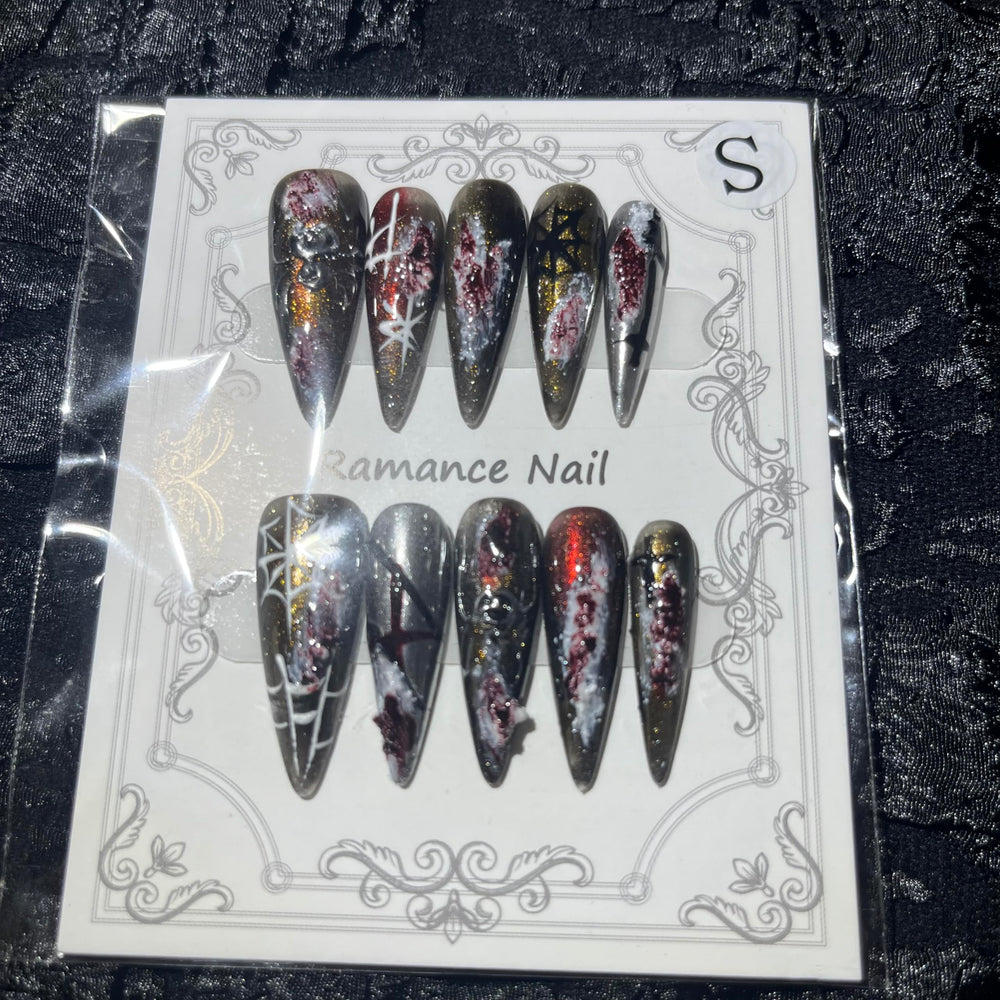 MellowBells handmade nails featuring rhinestones and crystals for glamorous occasions