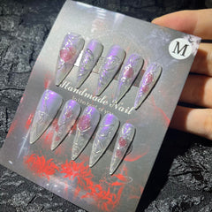 MellowBells press-on nails violet Gothic style for an easy at-home manicure