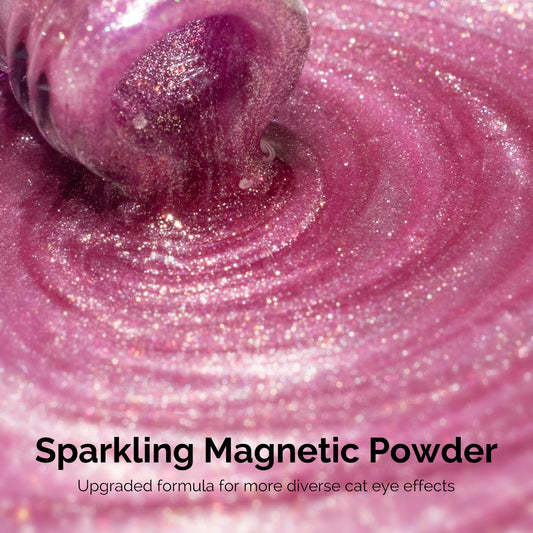 Close-up of cat eye polish stroke showing smooth, streak-free application by MelodySusie.