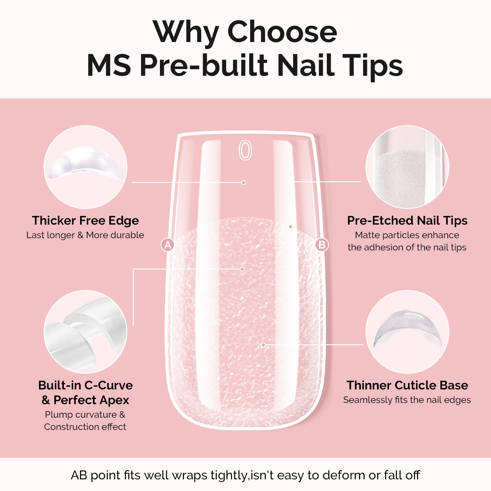 MelodySusie half-matte full-cover tips with gradient thickness for stronger wear.