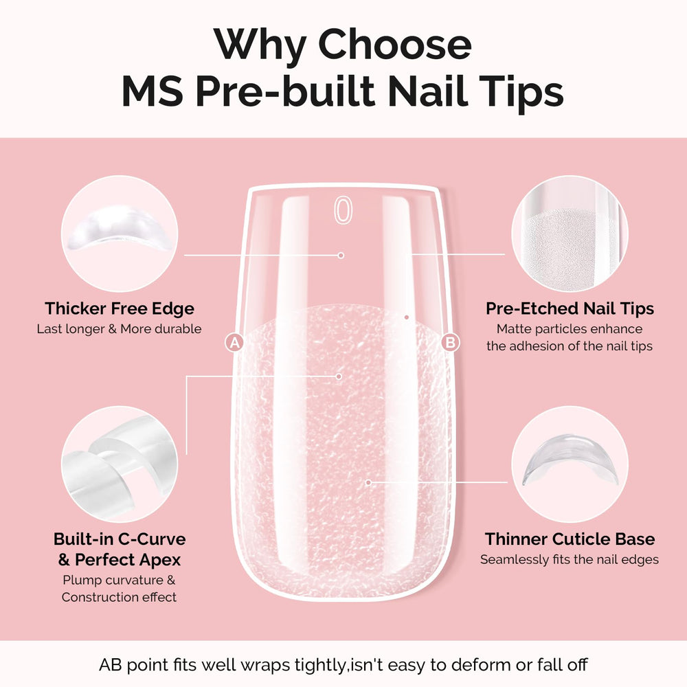 MelodySusie half-matte full-cover tips with gradient thickness for stronger wear.