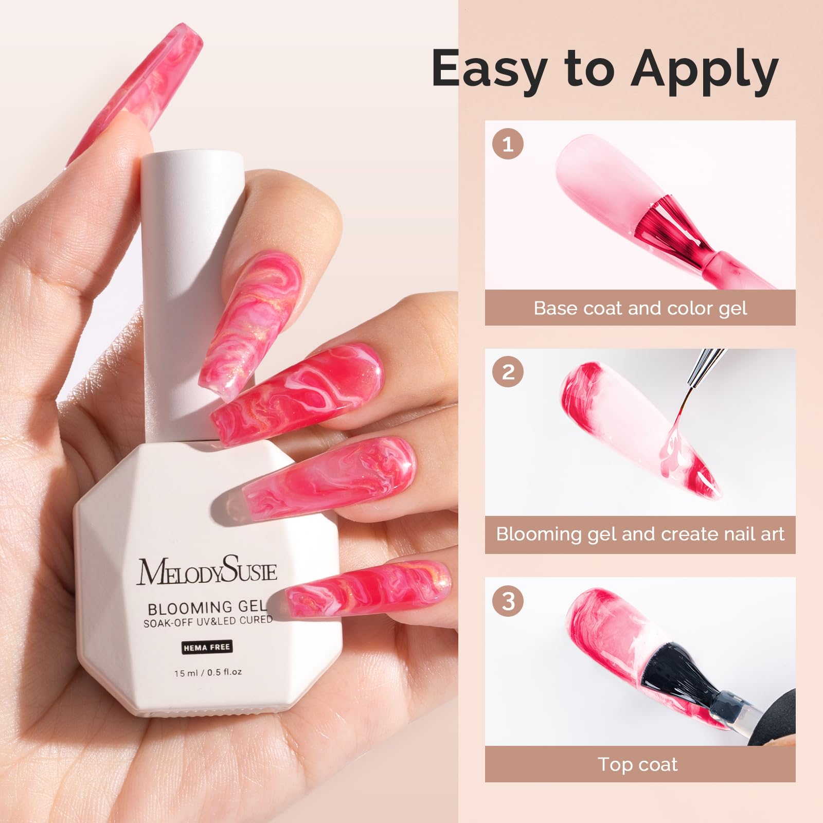 MelodySusie Hema-Free Blooming Gel base coat preparation supports clean color application