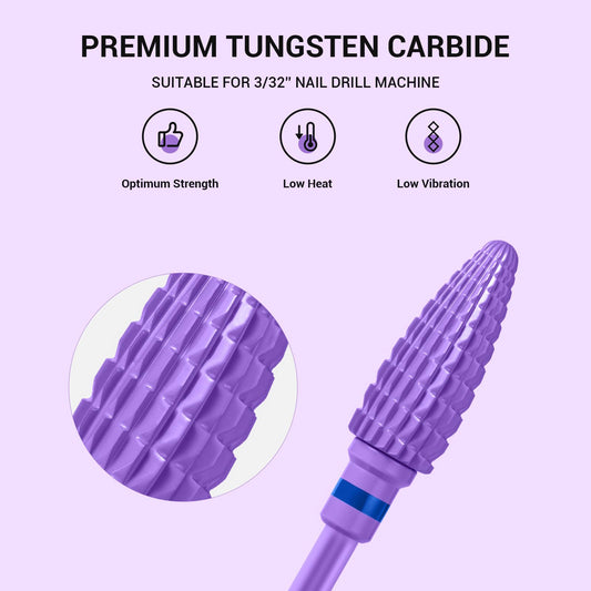 MelodySusie purple large cone bit, side view, smooth backfill and cuticle detail