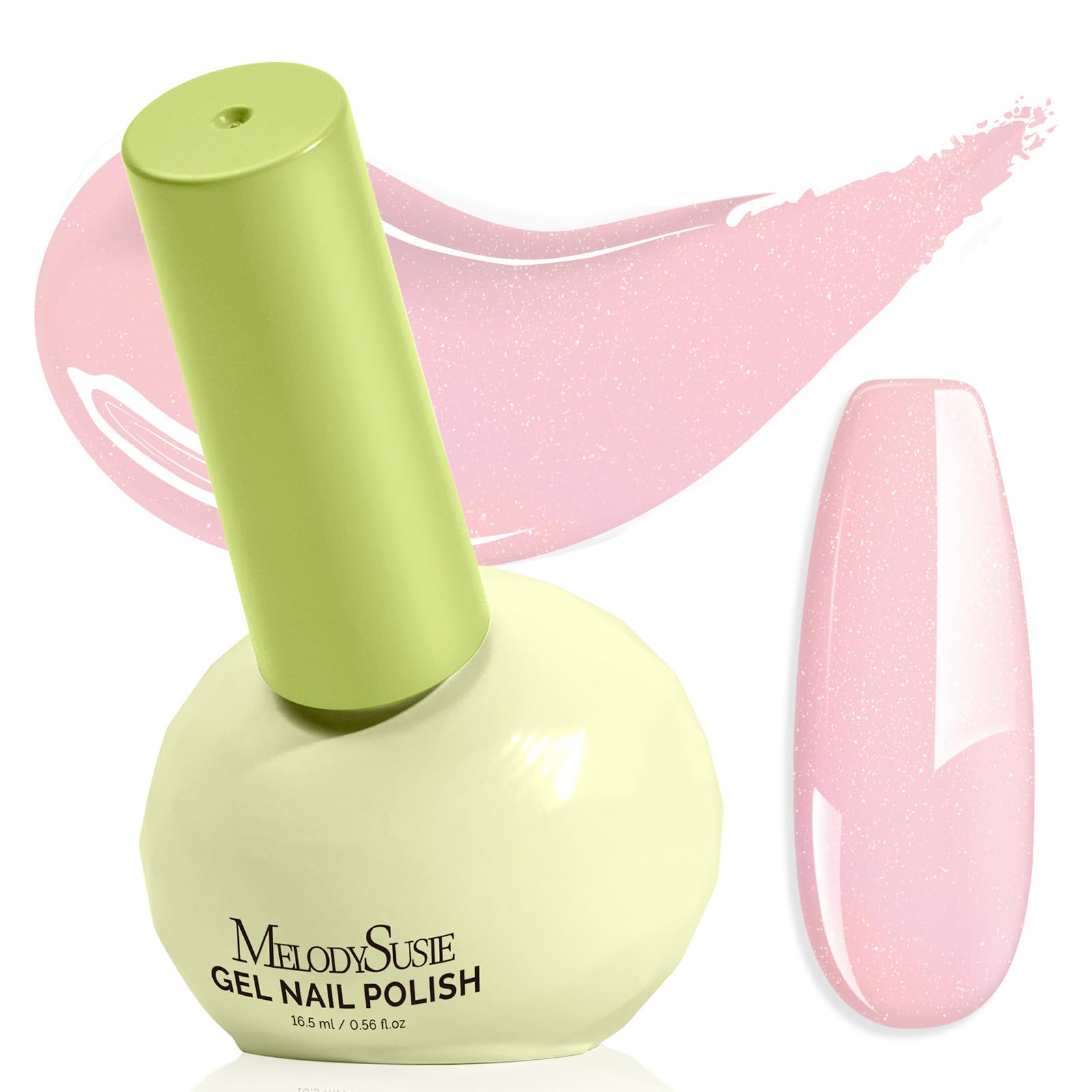 MelodySusie pink gel polish bottle with vibrant pigmentation for home manicures.