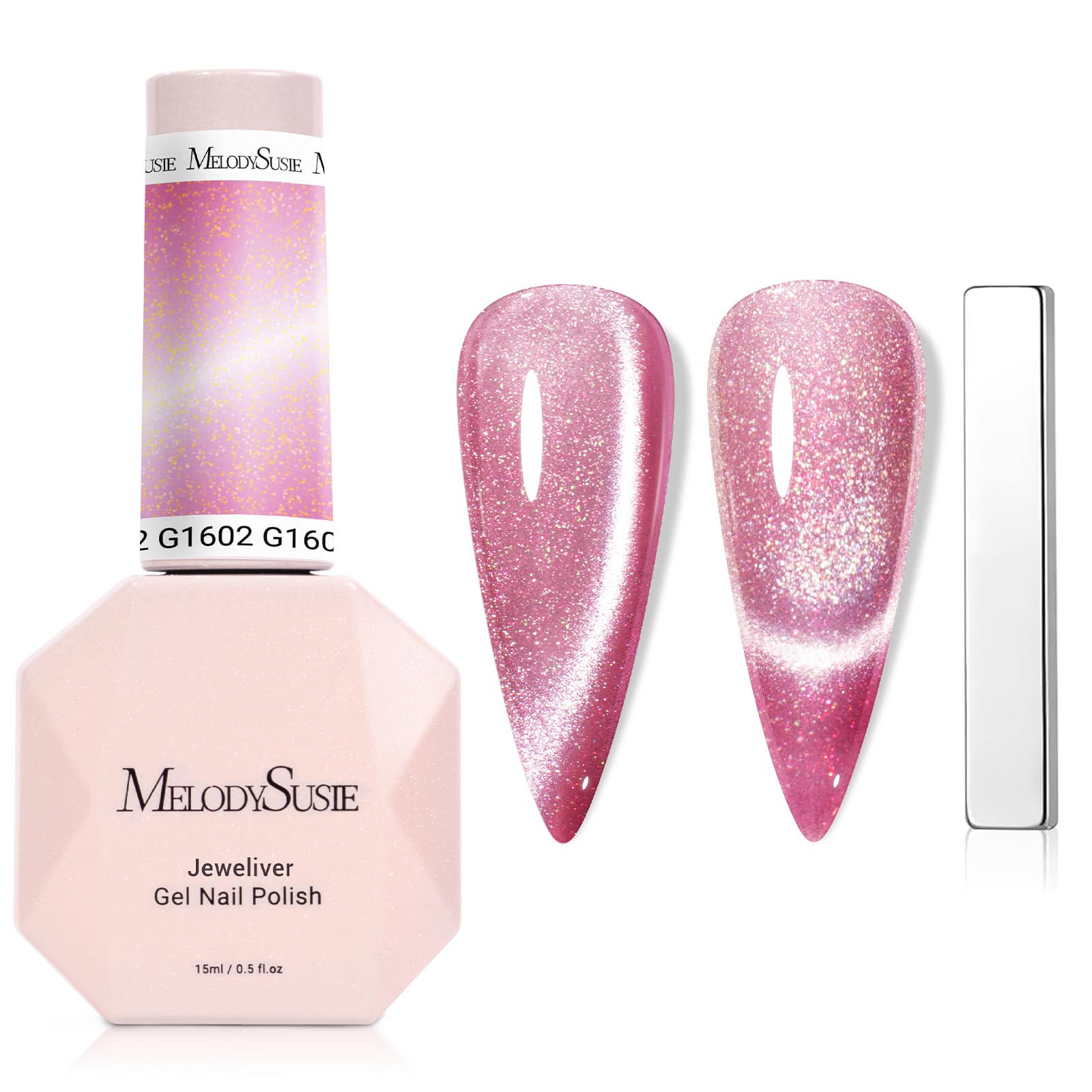 MelodySusie Starry Cat Eye polish bottle with magnet for easy magnetic shimmer at home.