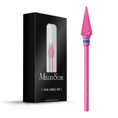 MelodySusie tapered nib bit, front view, for precise shaping during manicures.
