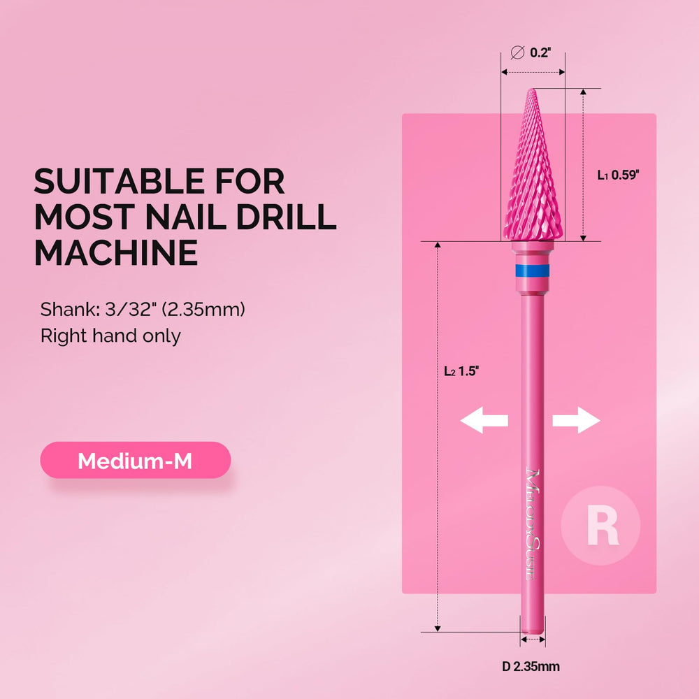Pink Blossom MelodySusie nib bit offers ergonomic aesthetics during nail prep.