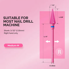 Pink Blossom MelodySusie nib bit offers ergonomic aesthetics during nail prep.