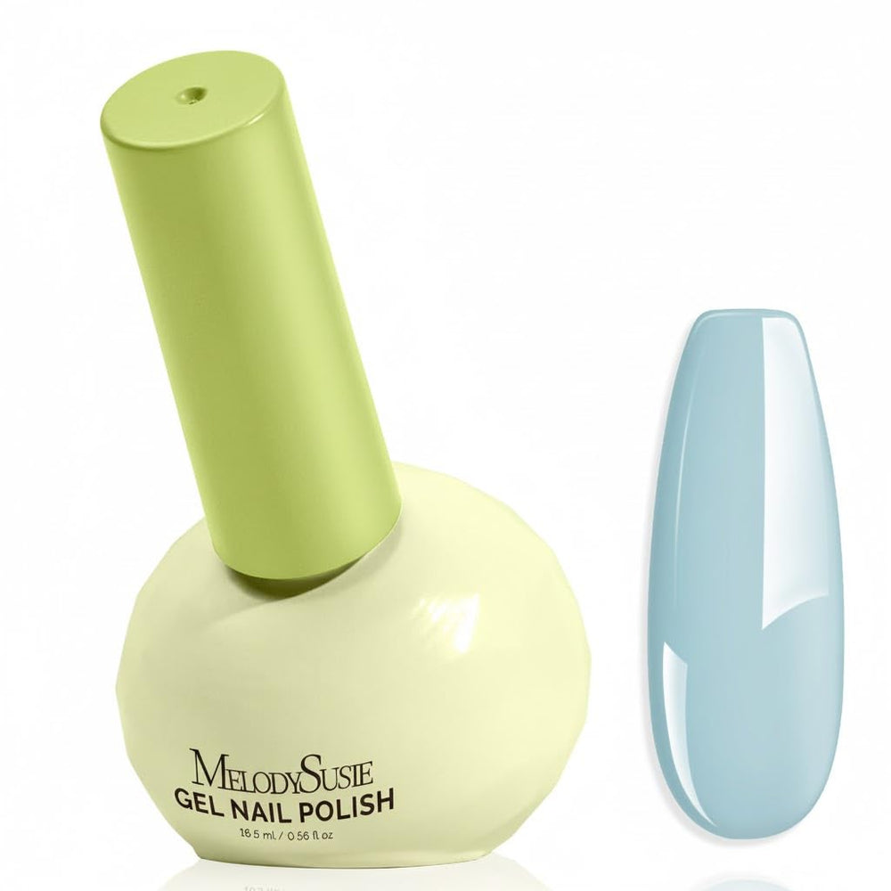 MelodySusie tilt-and-stand bottle enables easy access for flawless blue gel nails.