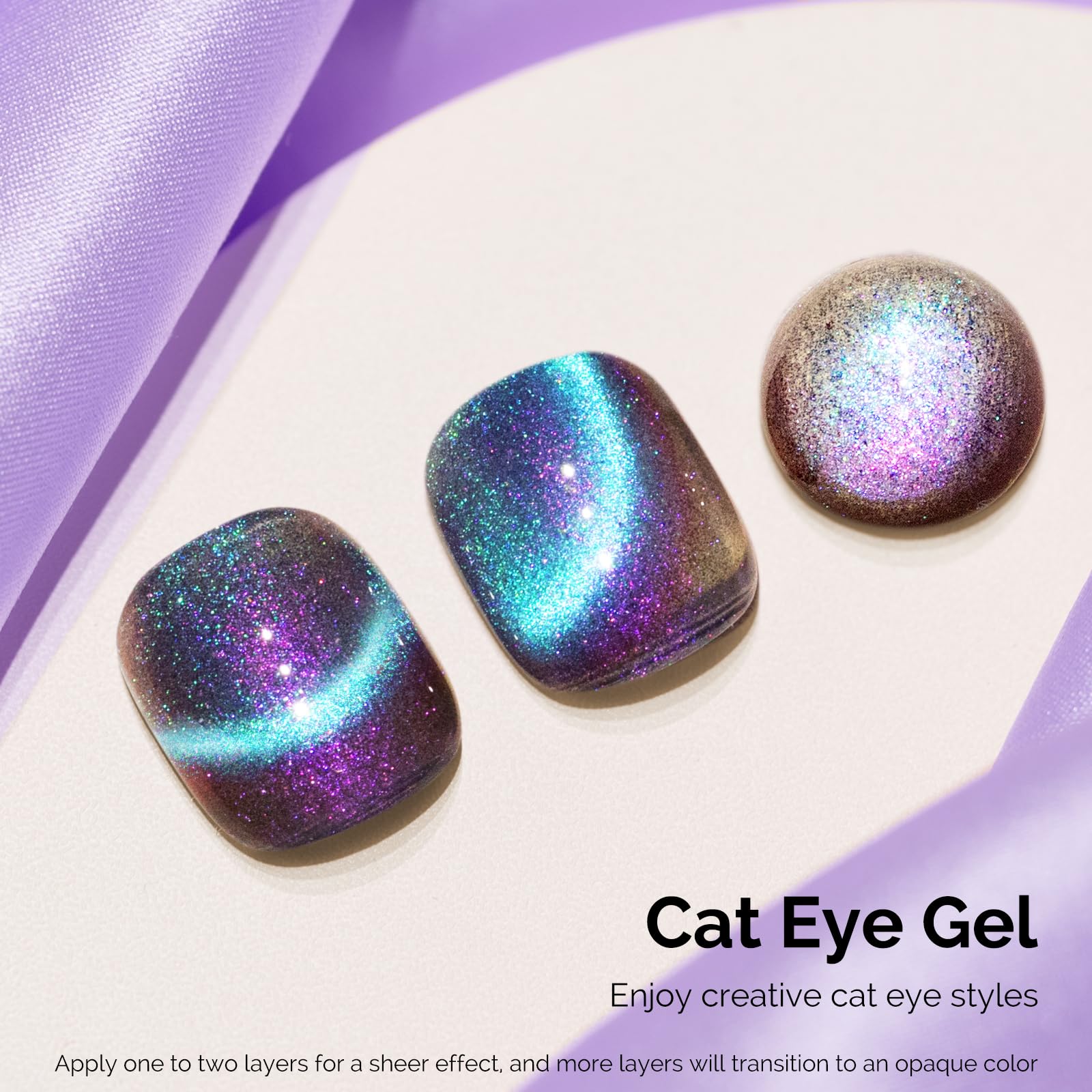 MelodySusie vernis gel poudre magnetique fine crée effet chat œil.