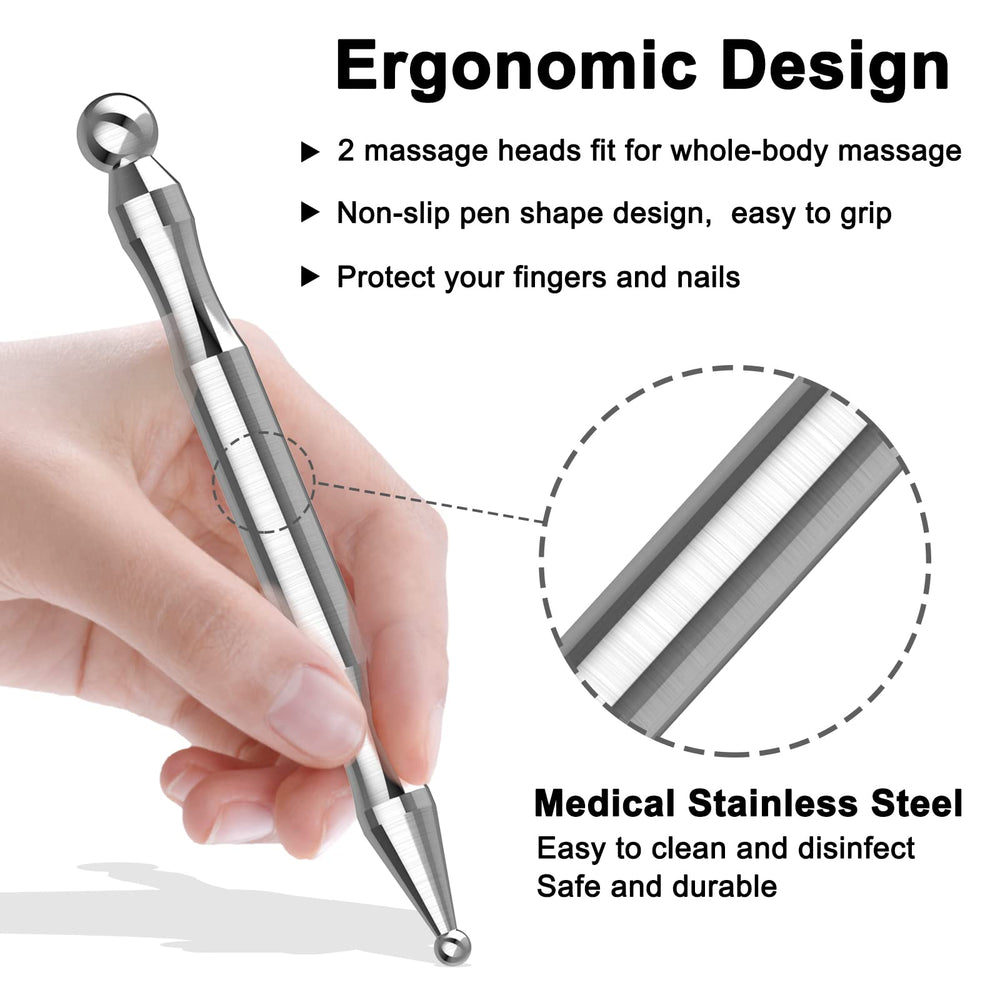 Close-up of the stainless steel surface of the acupuncture pen
