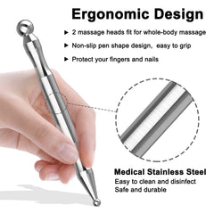 Close-up of the stainless steel surface of the acupuncture pen