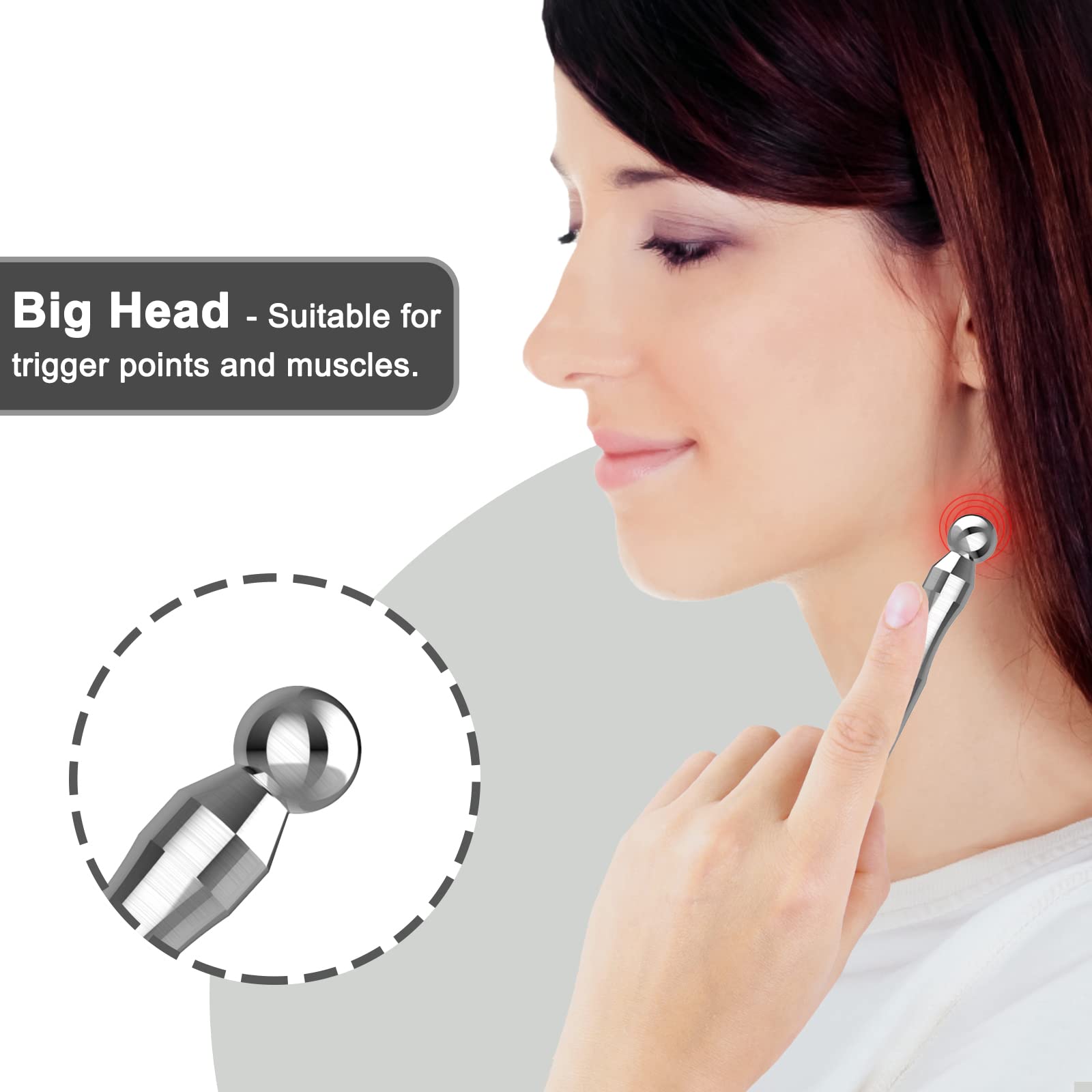 Ergonomic, non-slip grip design for stable massage