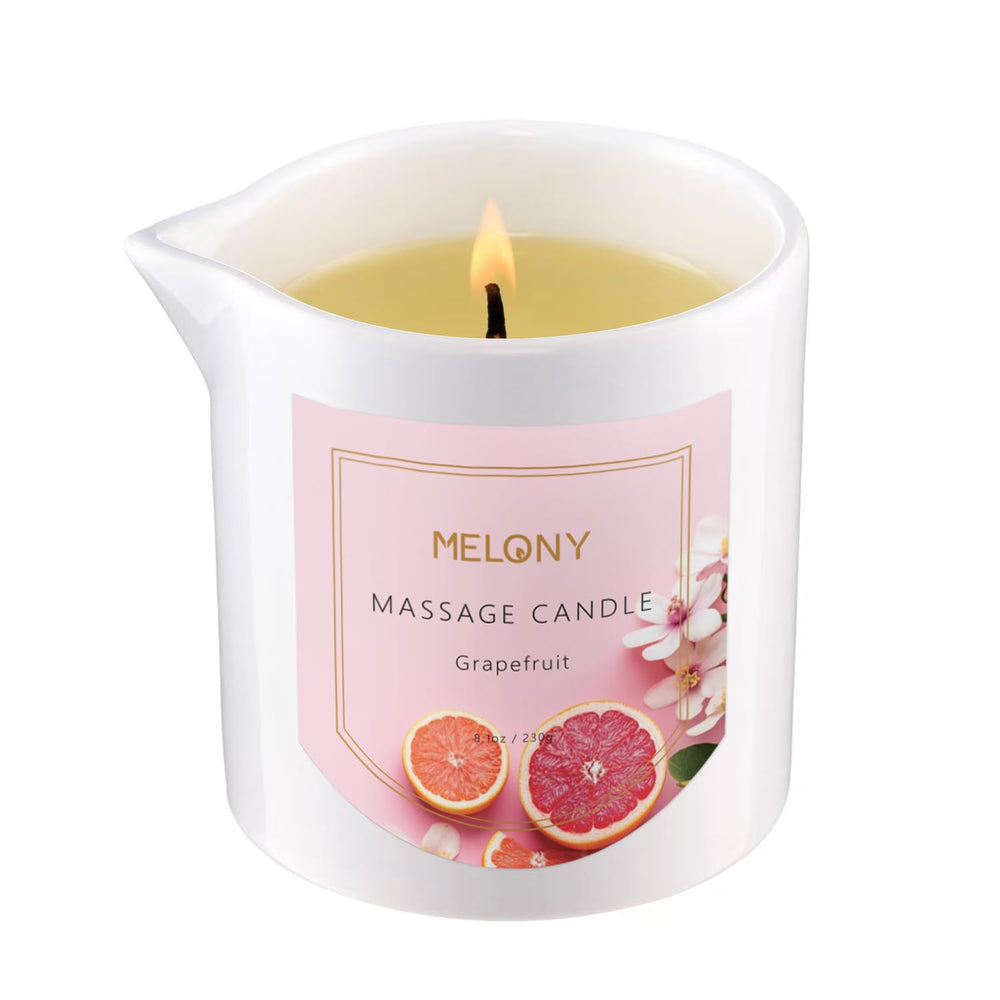 MELONY Luxury Massage Candle Grapefruit 8.1 oz – front label