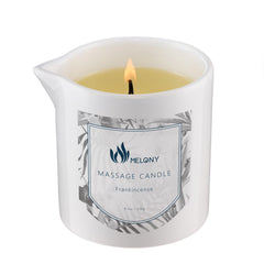 MELONY Massage Candle 8.1oz with Frankincense label