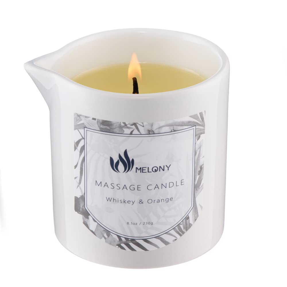 MELONY Massage Candle 8.1oz Whiskey & Orange – product shot